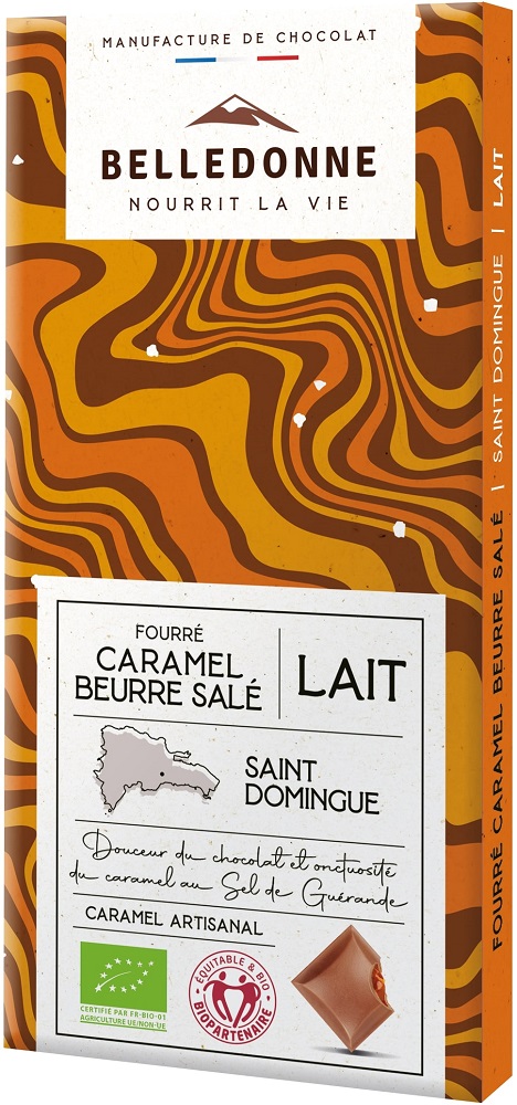 TABLETTE CHOCOLAT AU LAIT CARAMEL BIO 80G BELLEDONNE